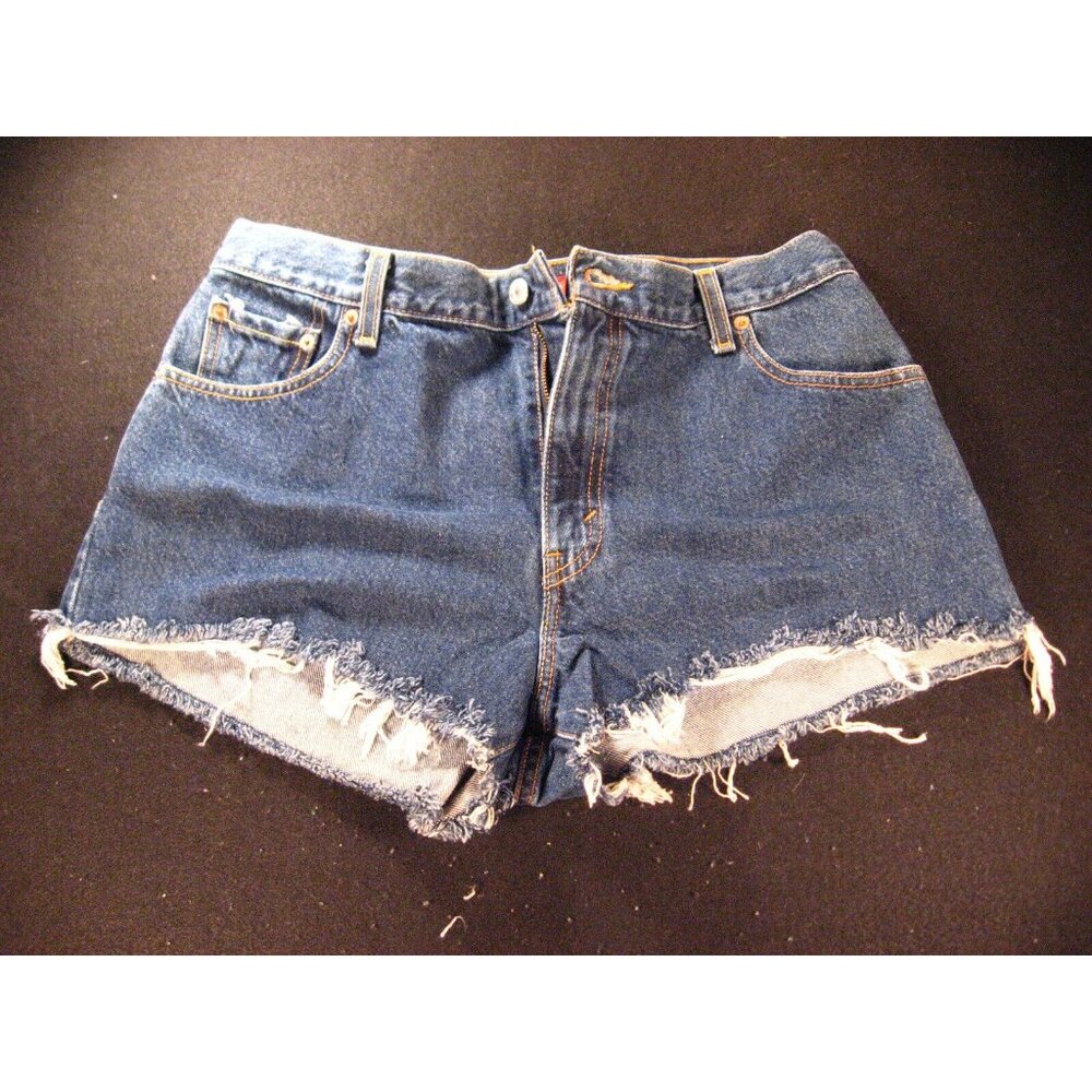 LEVIS Zipper 550 CUTOFF JEAN SHORTS Tag 14 32 Measured  Daisy Duke HIGH WAIST